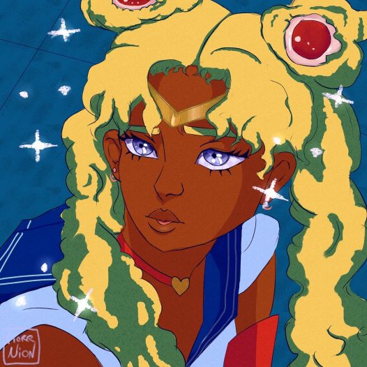 Digital illustration of Black Sailor Moon