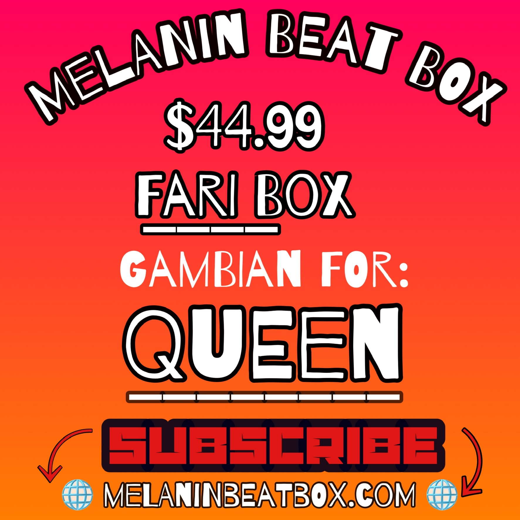 Melanin Beat Box is a monthly subscription service sourced by indie black creatives and black owned businesses only.
