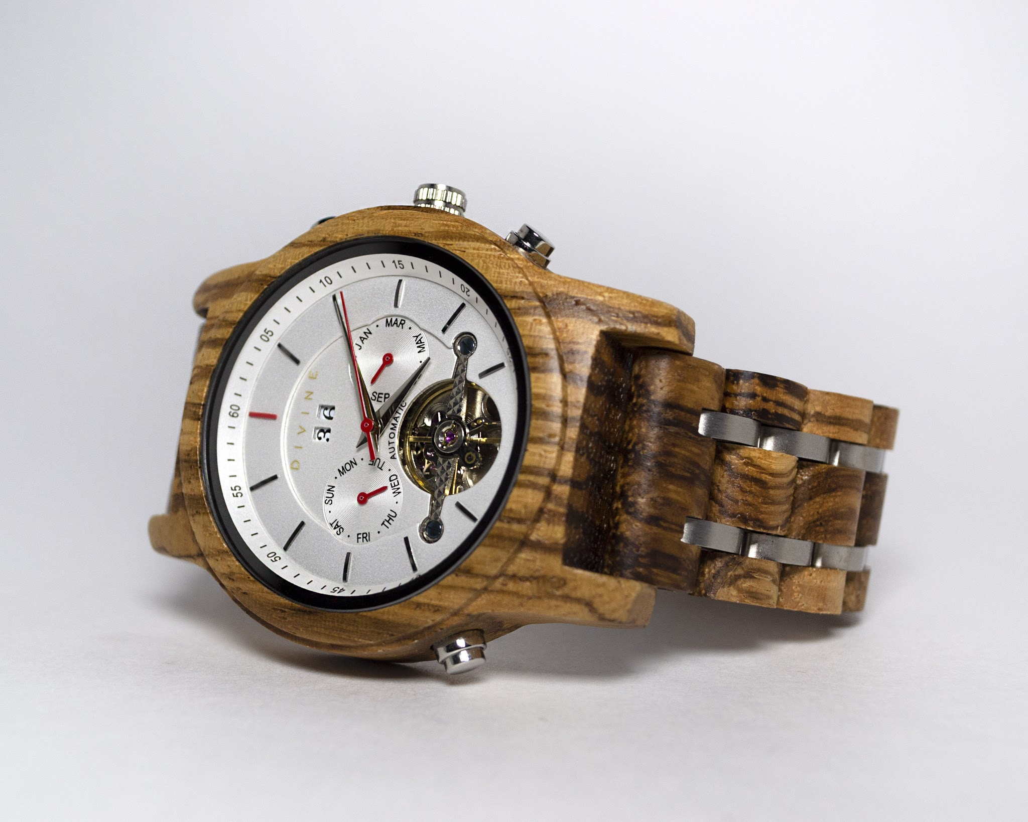 Luxury Wooden Watch Zebrawood Zebrano