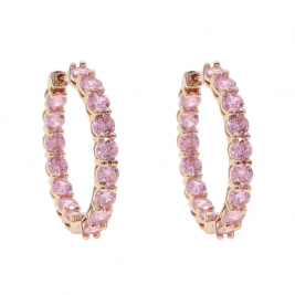 Pink rose gold cz hoop earrings