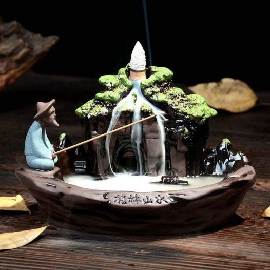 Old Man Fishing At The Waterfall Incense Holder - SOUL IMPACTFUL