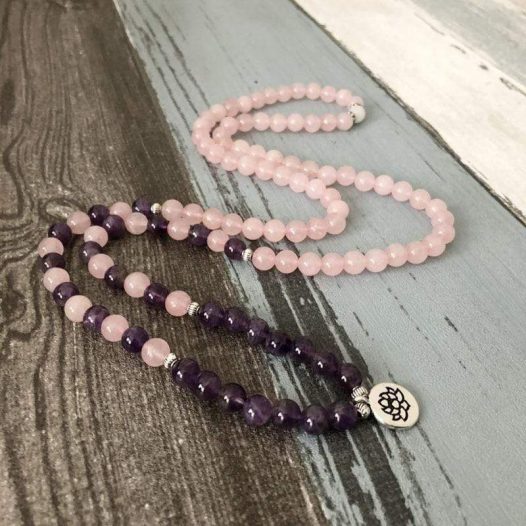 Rose Quartz and Amethyst 108 Bead Meditation Bracelet - SOUL IMPACTFUL