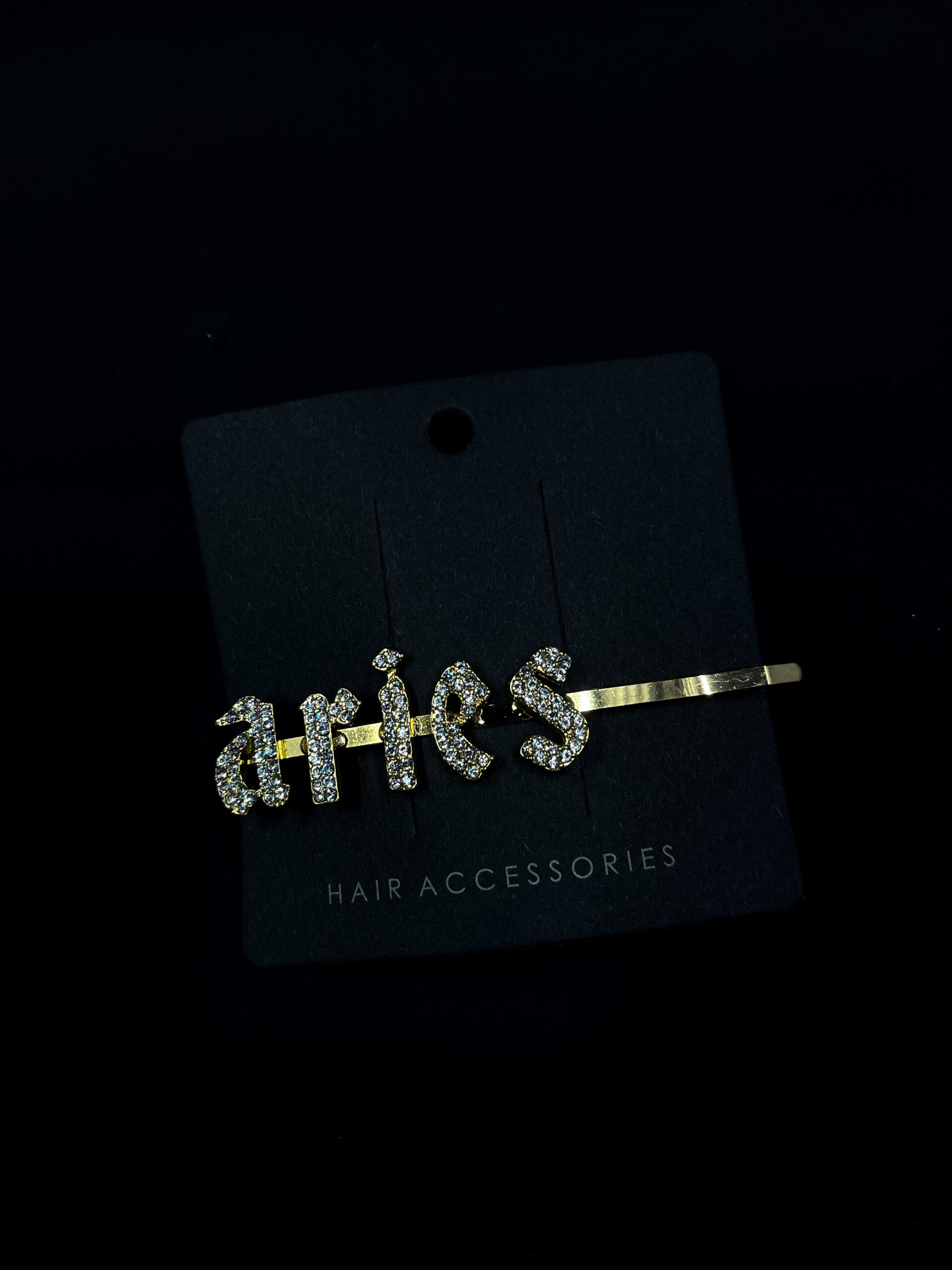 Aries diamond gold old english hair pin