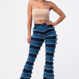 Two tone patch denim Jeans