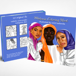 hijabi, hijabi art, coluring book, vibrant colours