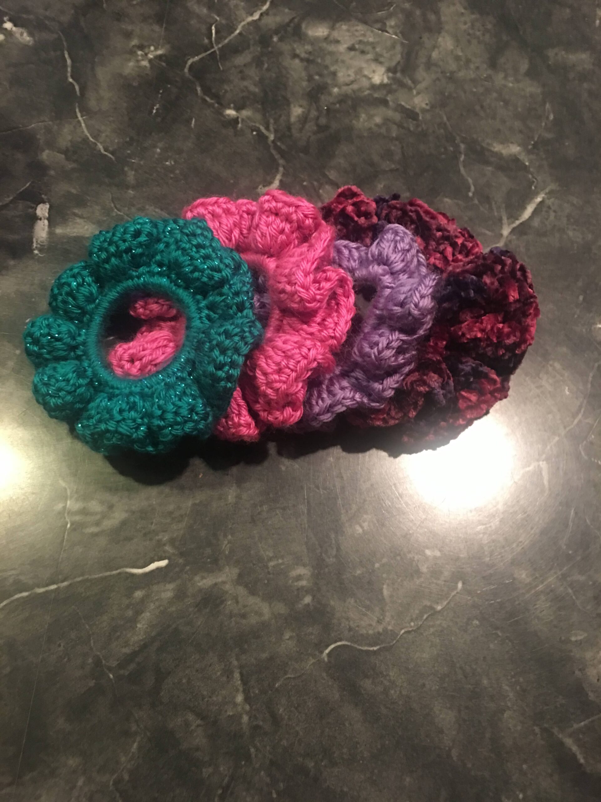 Teal, Hot Pink, Lavender and Velvet PurplePictured left to right