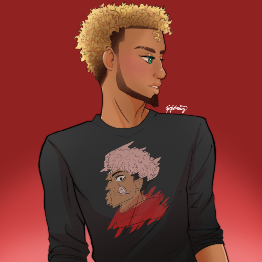 young man with anime shirt