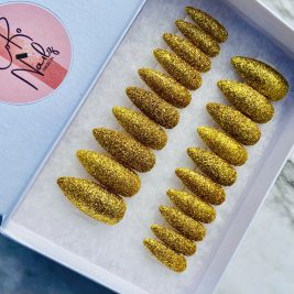 24K Magic | Gold Nails | Press on Nails | Long Stiletto Nails | Fake Nails | READY TO SHIP