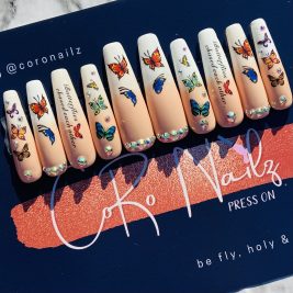 Butterfly Chasers | Ombre Nails | Press on Nails | Extra Extra Long Coffin Nails | Fake Nails | MADE TO ORDER
