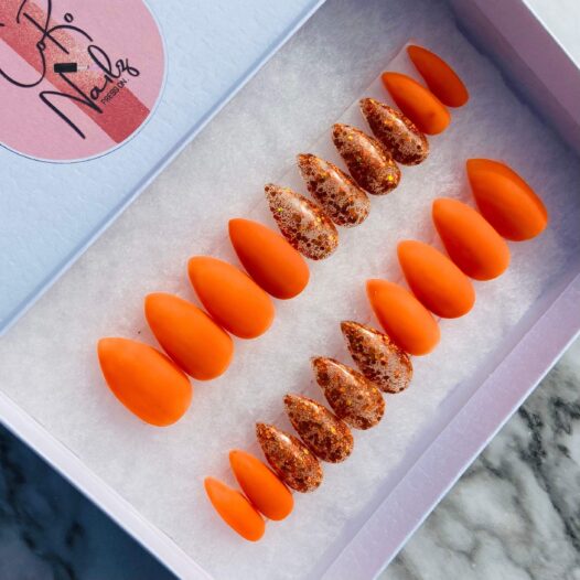 Pumpkin Spice | Orange Nails | Matte Nails | Press on Nails | Short Stiletto Nails | Fake Nails | READY TO SHIP