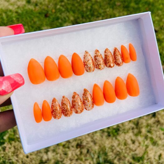 Pumpkin Spice | Orange Nails | Matte Nails | Press on Nails | Short Stiletto Nails | Fake Nails | READY TO SHIP