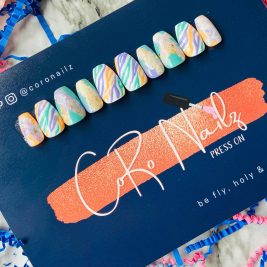 Candy Zebra | Marble Nails | Press on Nails | Short Coffin Nails | Fake Nails | MADE TO ORDER