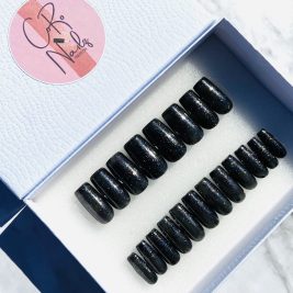 Black Spice | Black Nails | Press on Nails | Medium Square Nails | Fake Nails | READY TO SHIP