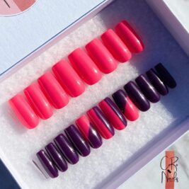 Split Decision | Pink Nails | Purple Nails | Press on Nails | Medium Square Nails | Fake Nails | READY TO SHIP