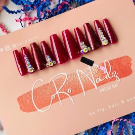 Cranberry Ice | Red Nails | Press on Nails | Long Ballerina Nails | Fake Nails | MADE TO ORDER