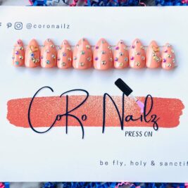 Peaches-N-Bling | Orange Nails | Press on Nails | Short Stiletto Nails | Fake Nails | MADE TO ORDER
