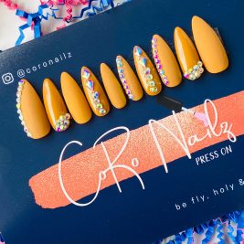 Caramel Latte Ice | Gold Nails | Press on Nails | Long Stiletto Nails | Fake Nails | MADE TO ORDER
