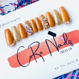 Gold Glitter Ice | Gold Nails | Press on Nails | Long Coffin Nails | Fake Nails | MADE TO ORDER