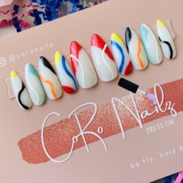 Olympia Abstract | Abstract Nails | Press on Nails | Long Almond Nails | Fake Nails | MADE TO ORDER