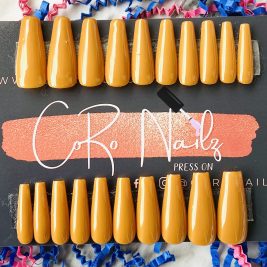 Caramel | Gold Nails | Press on Nails | Long Ballerina Nails | Fake Nails | READY TO SHIP