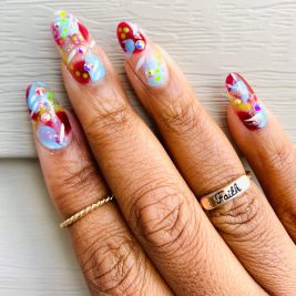 CoRo Abstract | Abstract Nails | Blue | Red | Mahogany | Press on Nails | Medium Oval Nails | Fake Nails | MADE TO ORDER