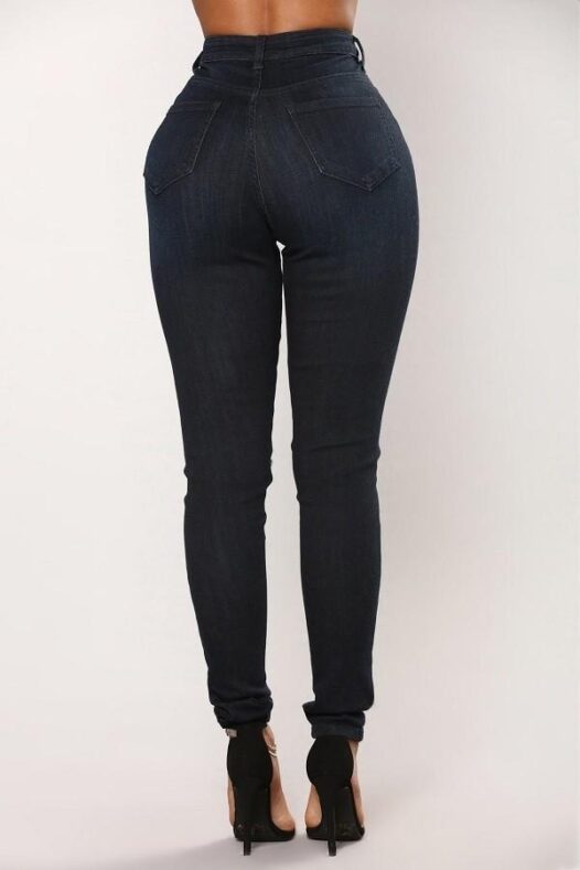 Great denim jeans that have a cutout at the knees.