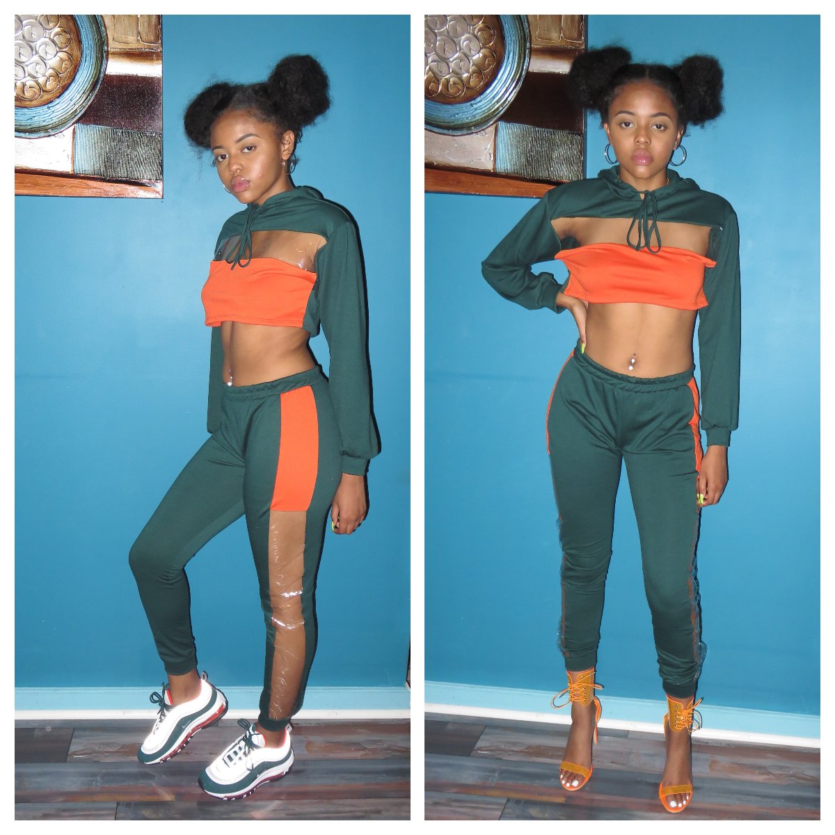 Green/Orange/Clear Two Piece Jogger