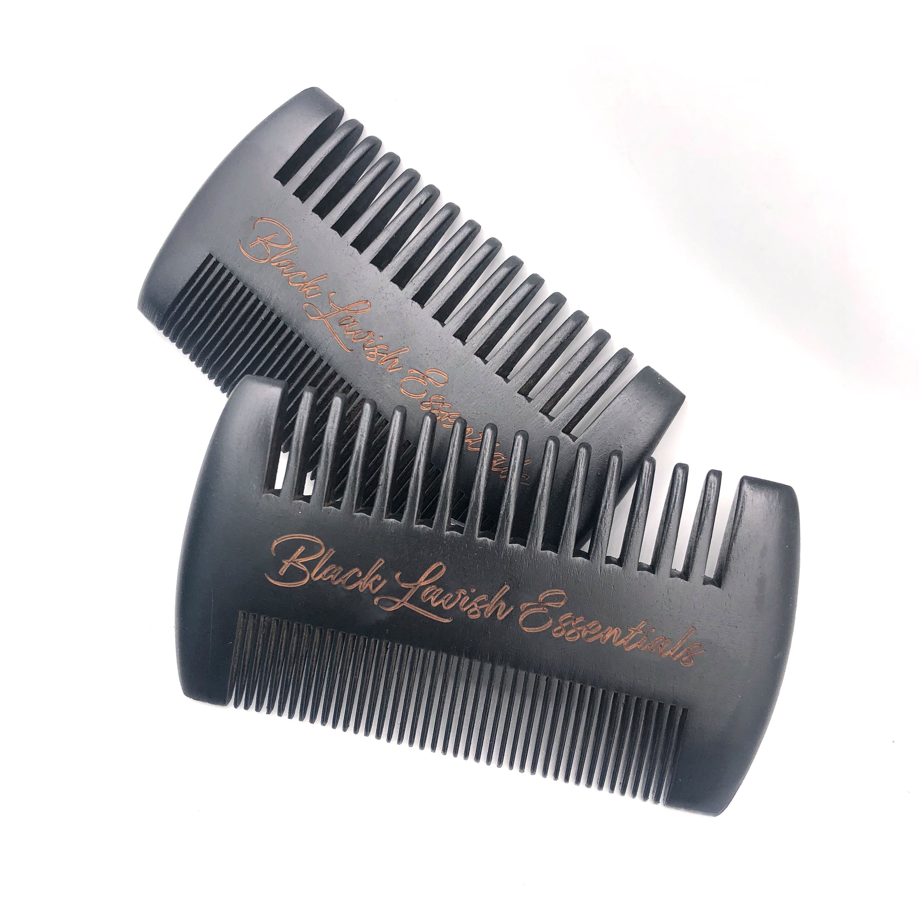Our BLE finished peach wood comb is a must have for men who want to maintain a healthy beard with minimal to no breakage. There are two sides to use depending on your beards style and strength. The thin tooth comb can be used for fine smaller beards and the wide tooth comb is recommended for more refined, thicker, and fuller beards.