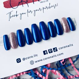 Twilight Blues | Press On Nails | Blue Nails | Pink Glitter | Holidays | Press Ons | Any Size and Shape