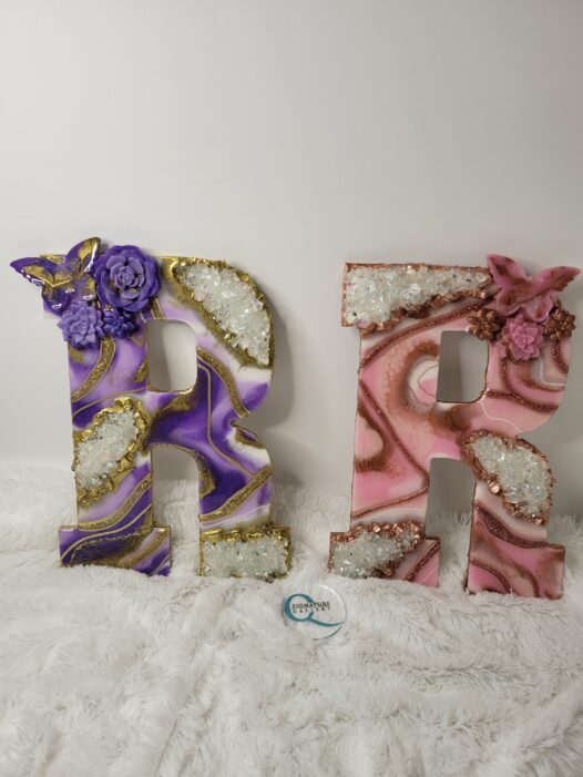 custom resin geode letters purple and pink 10 inch