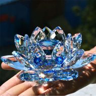 80mm Quartz Crystal Lotus Flower Crafts Glass Paperweight Fengshui Ornaments Figurines Home Wedding Party Decor Gifts Souvenir - Image #1