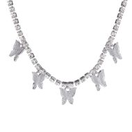 Cuban Butterfly Necklace With Rhinestones Pendant - Image #1