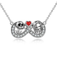 Nightmare Before Christmas Necklace Gifts Sterling Silver Jack Skellington Infinity Heart Pendant Necklace Skull Jewelry Gifts for Women - Image #1