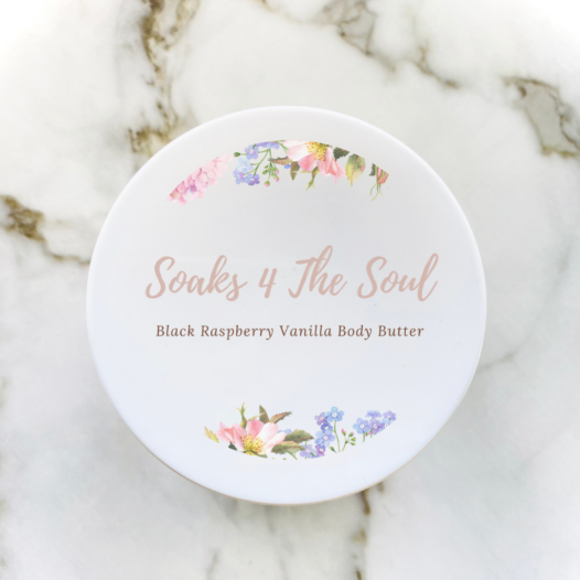 black raspberry vanilla body butter label