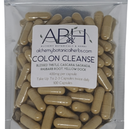 Colon Cleanse Blend Capsules 400mg 50 Capsules 100 Capsule Blessed Thistle, Cascara Sagrada, Rhubarb Root and Yellow Dock