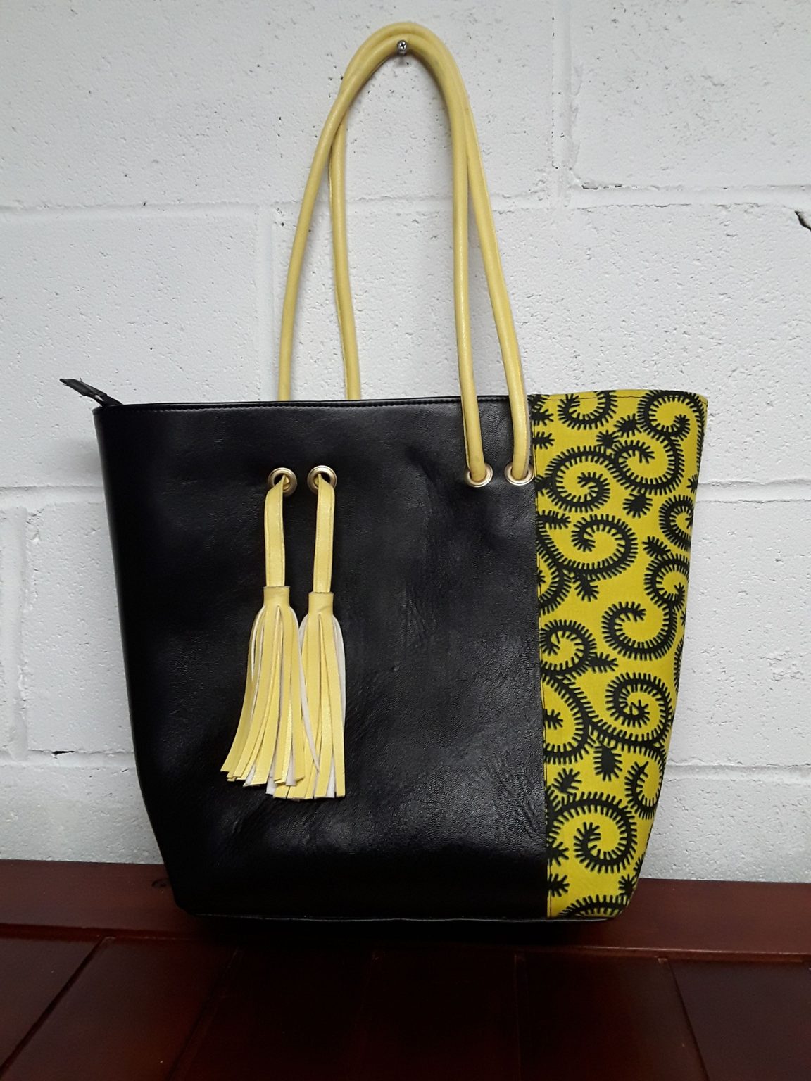 Handmade Yellow and Black Ankara Fabric Clutch Purse, Handbag. miiriya