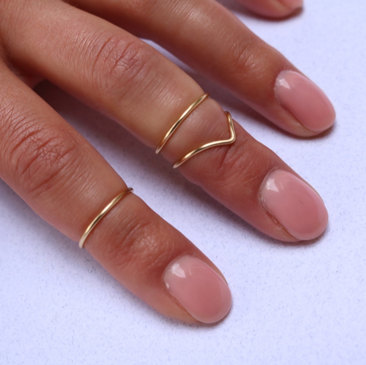 Gold band minimalist ring set