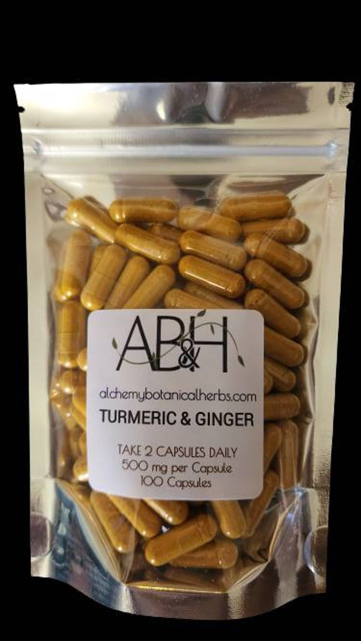 Turmeric & Ginger Root Powder Capsule Blend 500mg 100 Capsules Size 0 Capsule