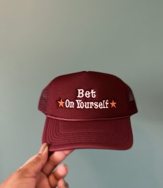 Burgundy custom embroidered Brim Babes hat