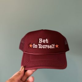 Burgundy custom embroidered Brim Babes hat