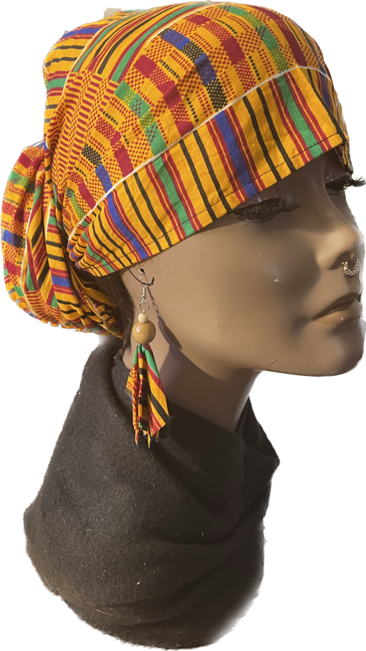 Kente Print Head Wrap W/ Matching Earrings miiriya