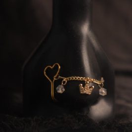 Dangle Crown Chain Nose Cuff Stud Piercing Jewelry
