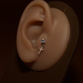 Clear Gem Dangling Cross Cartilage Ear Piercing Jewelry