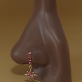 Dangle Four Gem One Star Nose Hoop