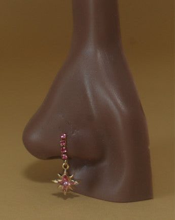 Dangle Four Gem One Star Nose Hoop