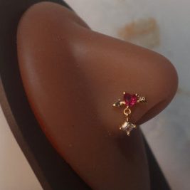 Lavish Heart Gem Arrow Dangling Nose Stud