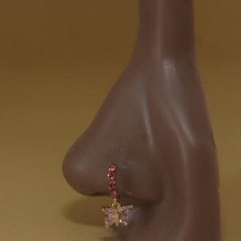 Dangle Pink Butterfly Gem Nose Hoop
