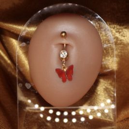 Multi Colors Dangling Butterfly Navel Belly Button Ring