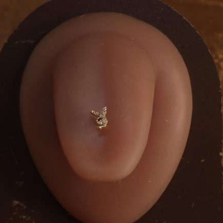 14G Steel Bling Bunny Gem Tongue ring barbell piercing