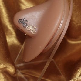 Silver Gold Bike Nose Stud Piercing Jewelry